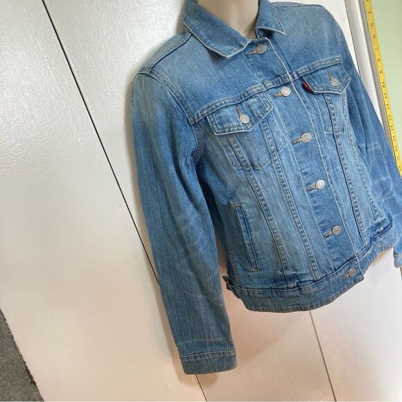 LEVIs Jean Trucker Blue Denim Buttoned Jacket Womens Medium - Picture 5 of 16